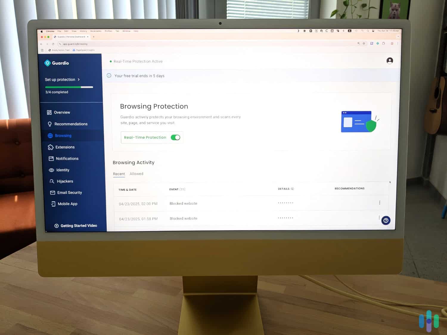 Setting up Guardio’s Browsing Protection on our desktop