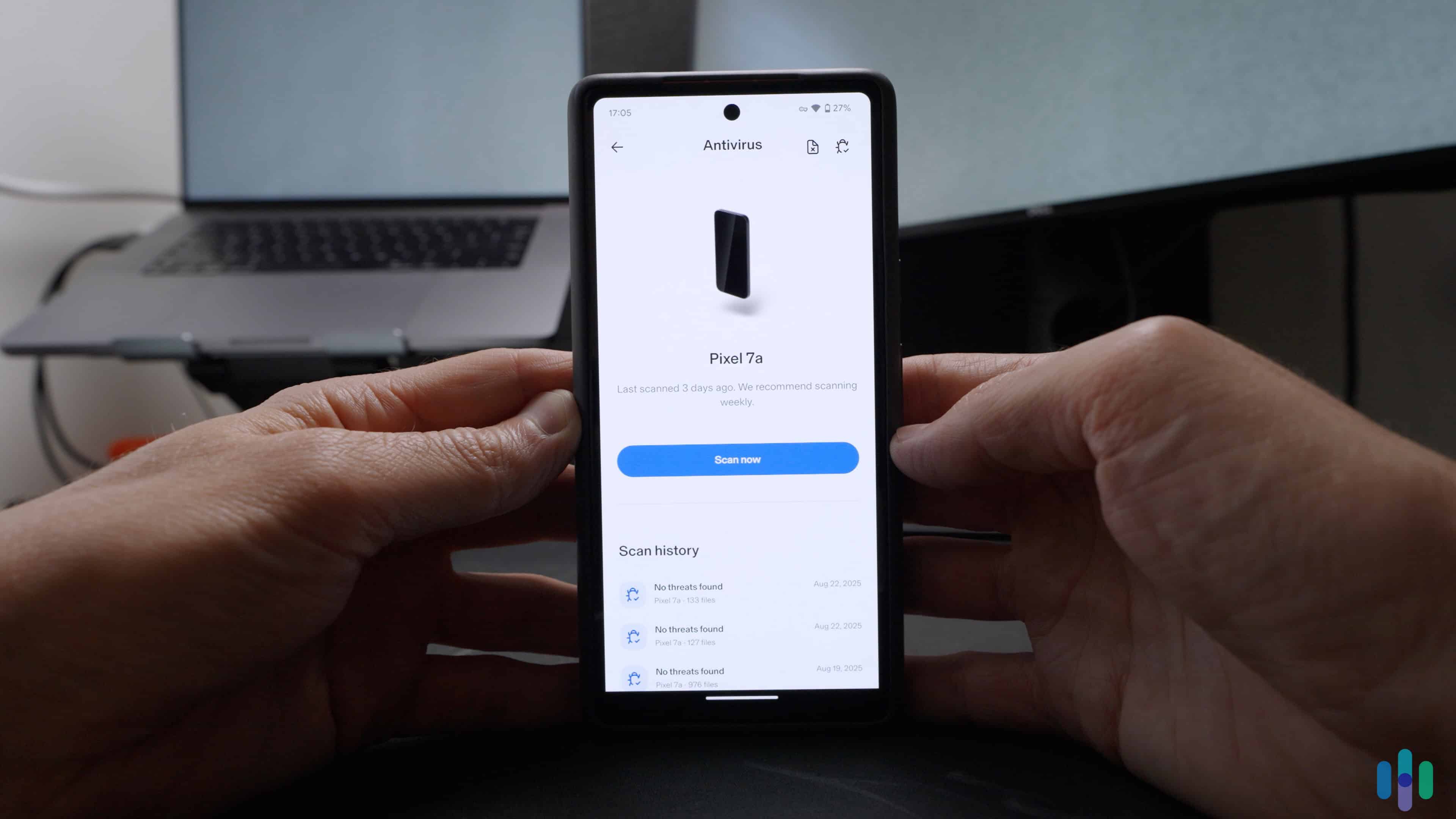 Checking out our antivirus scan history on Aura’s mobile app. 