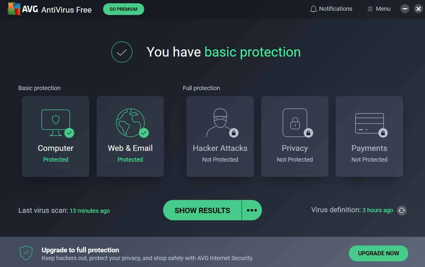AVG - You Have Basic Protection - Product Header Image