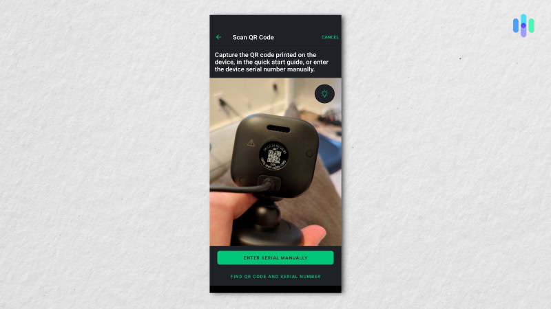 Setting up the Blink Mini 2 by scanning its QR code with the Blink app