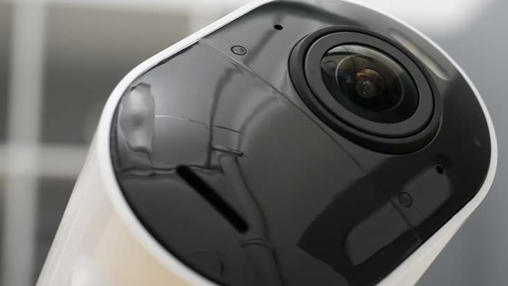 A closeup of the Arlo Ultra camera we tested in 2019