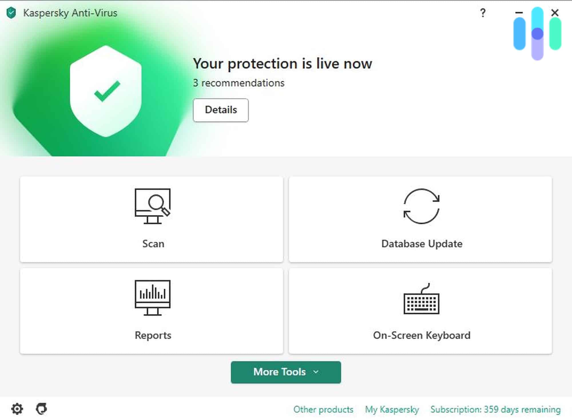 Kaspersky Antivirus App Home Screen - Product Header Image