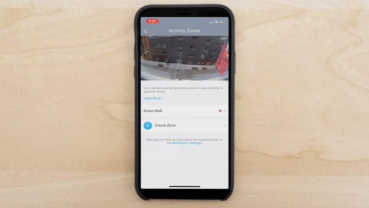 Setting up activity zones to reduce unnecessary notifications