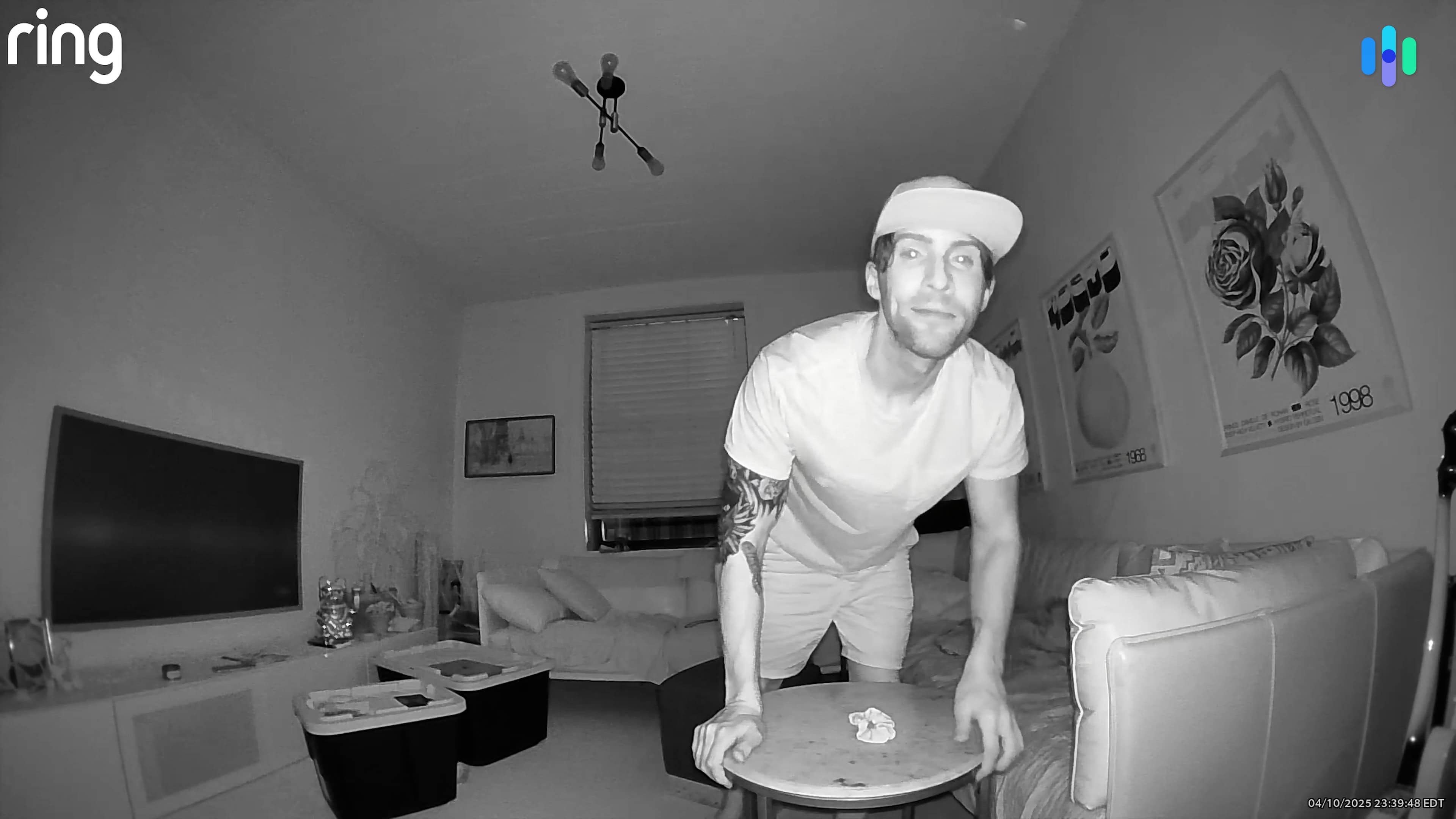 Ring Outdoor Cam Plus black and white night vision test inside Here we are testing the night vision on our Ring Outdoor Cam Plus before mounting it outside.