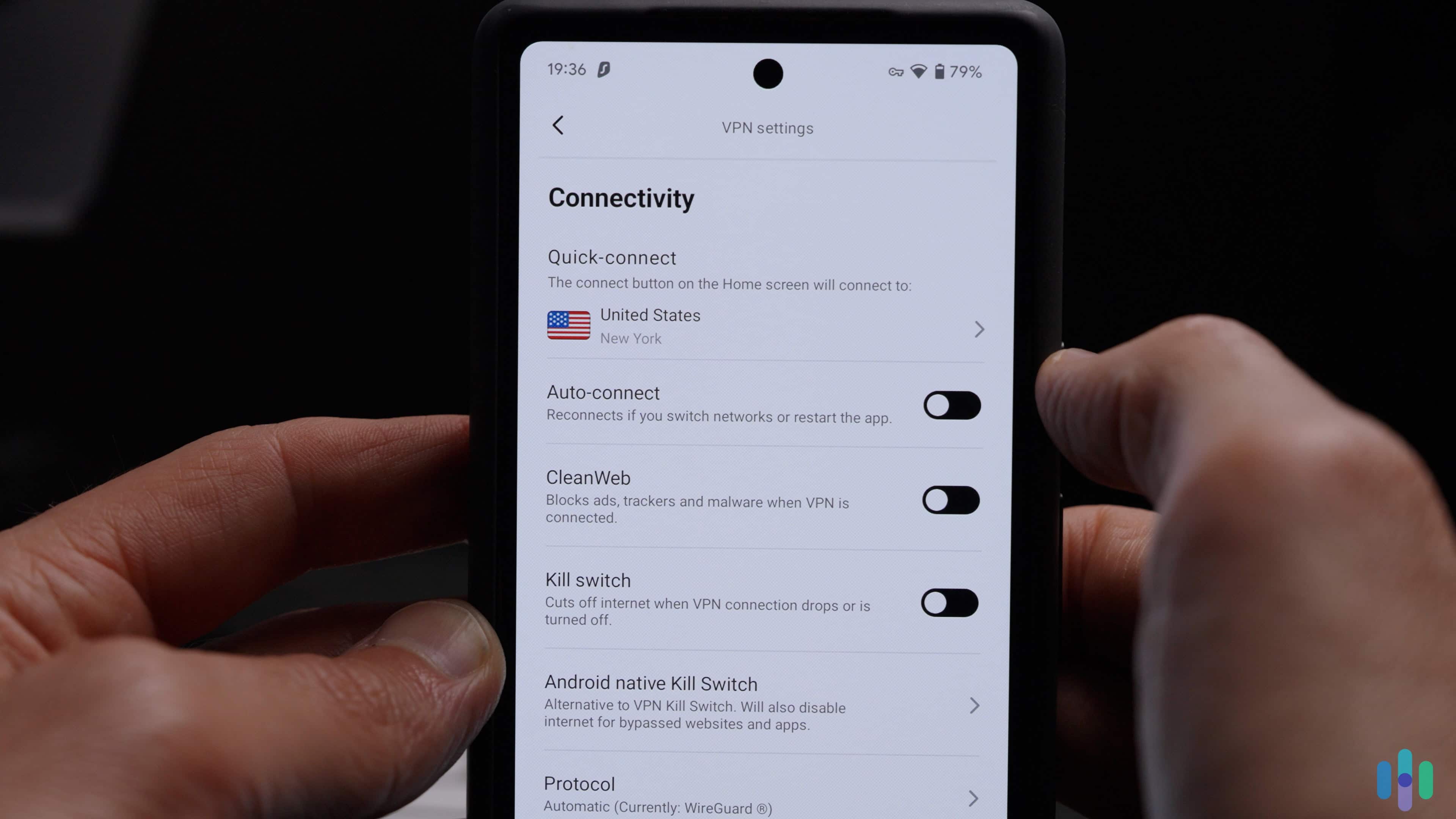 Surfshark settings in Android app (1) Surfshark makes it easy to activate optional security features like ad blockers and kill switches.