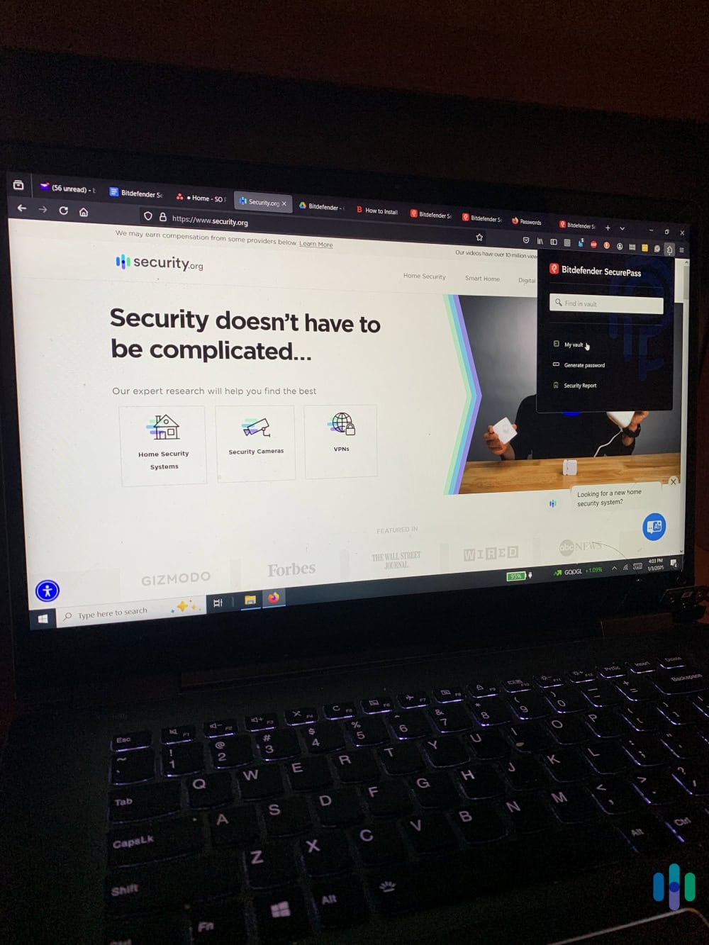 The SecurePass extension has a clean and convenient drop-down menu