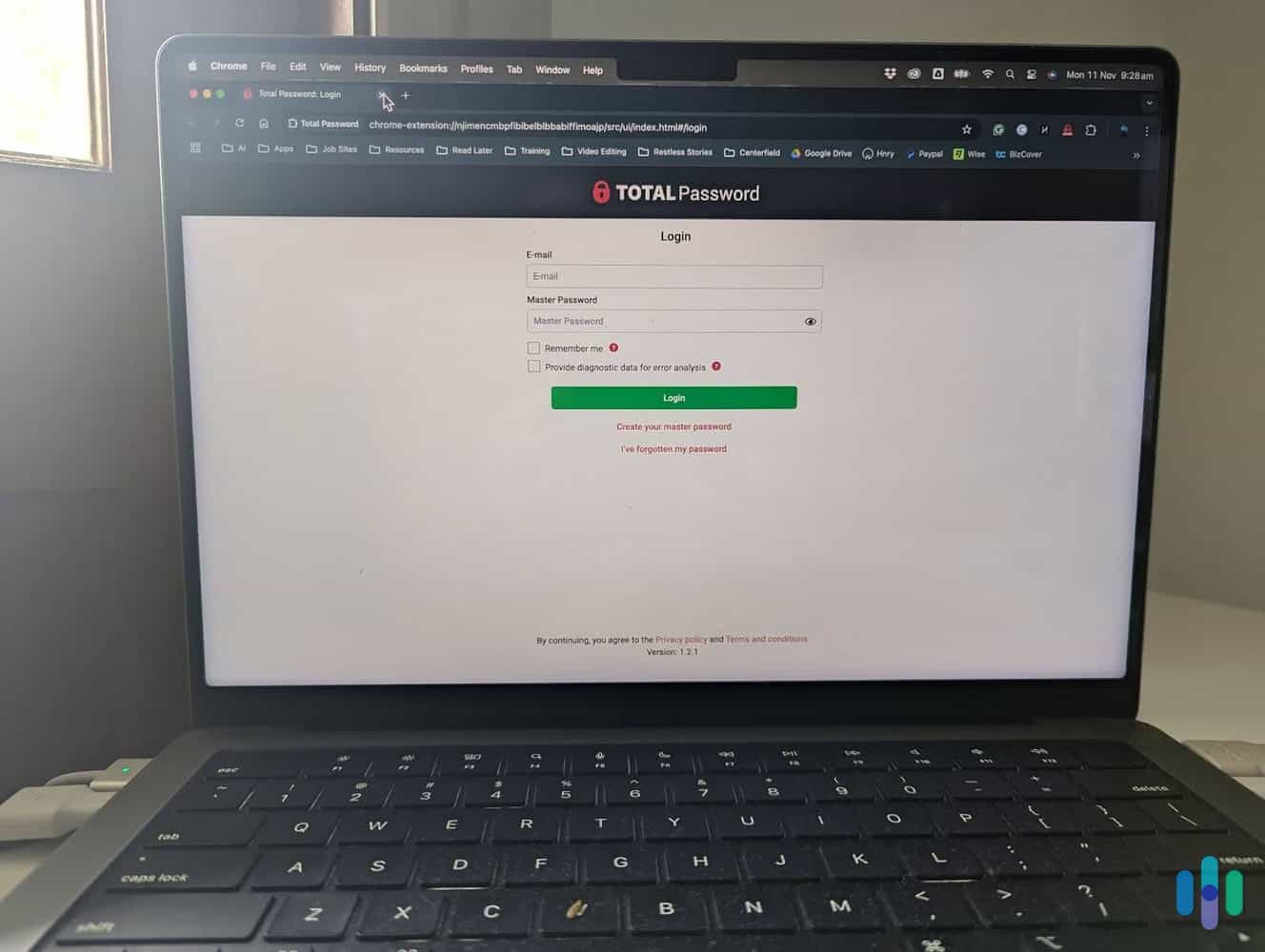 We logged into our Total Password account from the Chrome extension on our MacBook Pro.