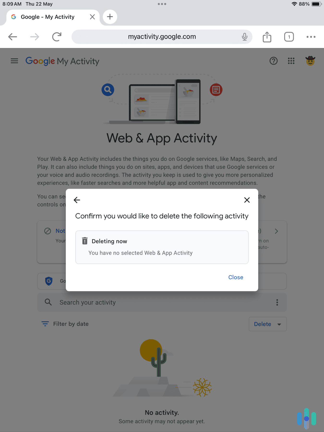 Deleting our Google Web & App Activity on our iPad