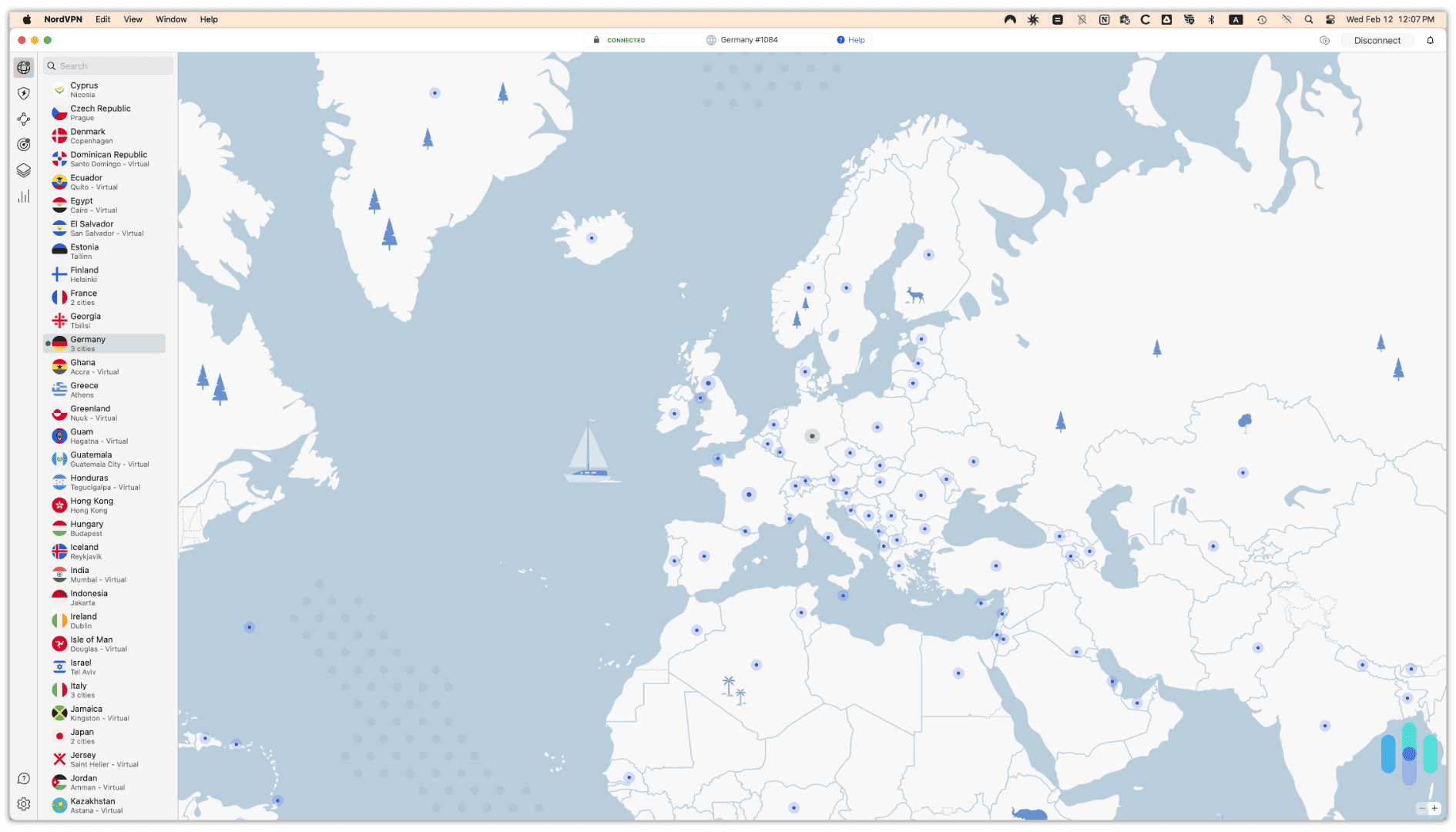 NordVPN’s desktop app with all the bells and whistles.