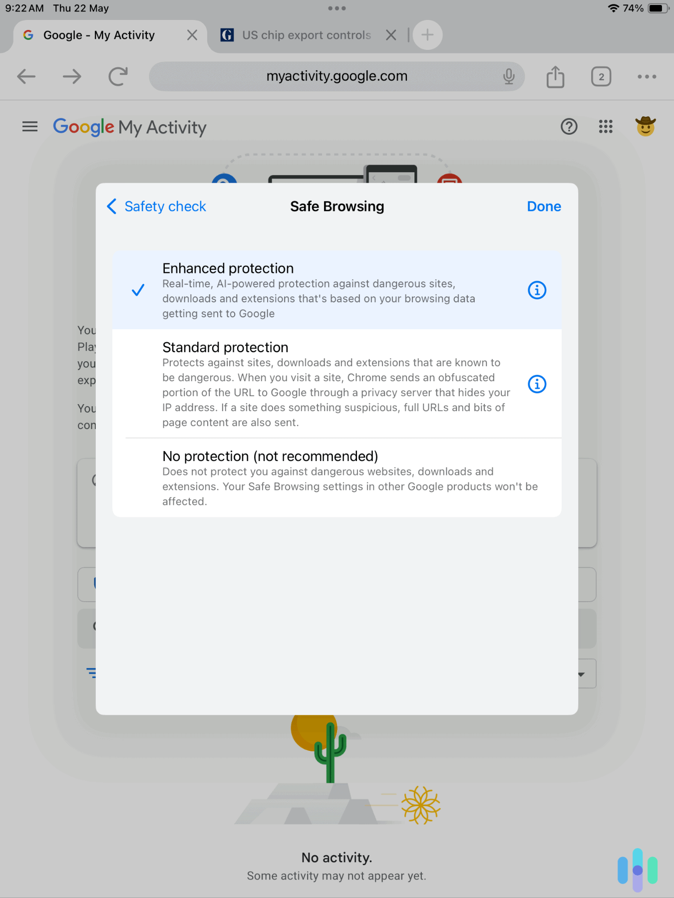 Adding Enhanced protection to our Google searches