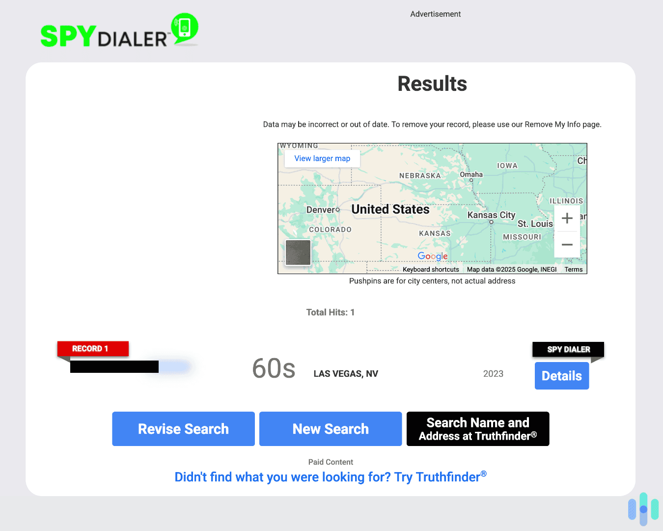 Spy Dialer trying to locate us ... in the wrong state.