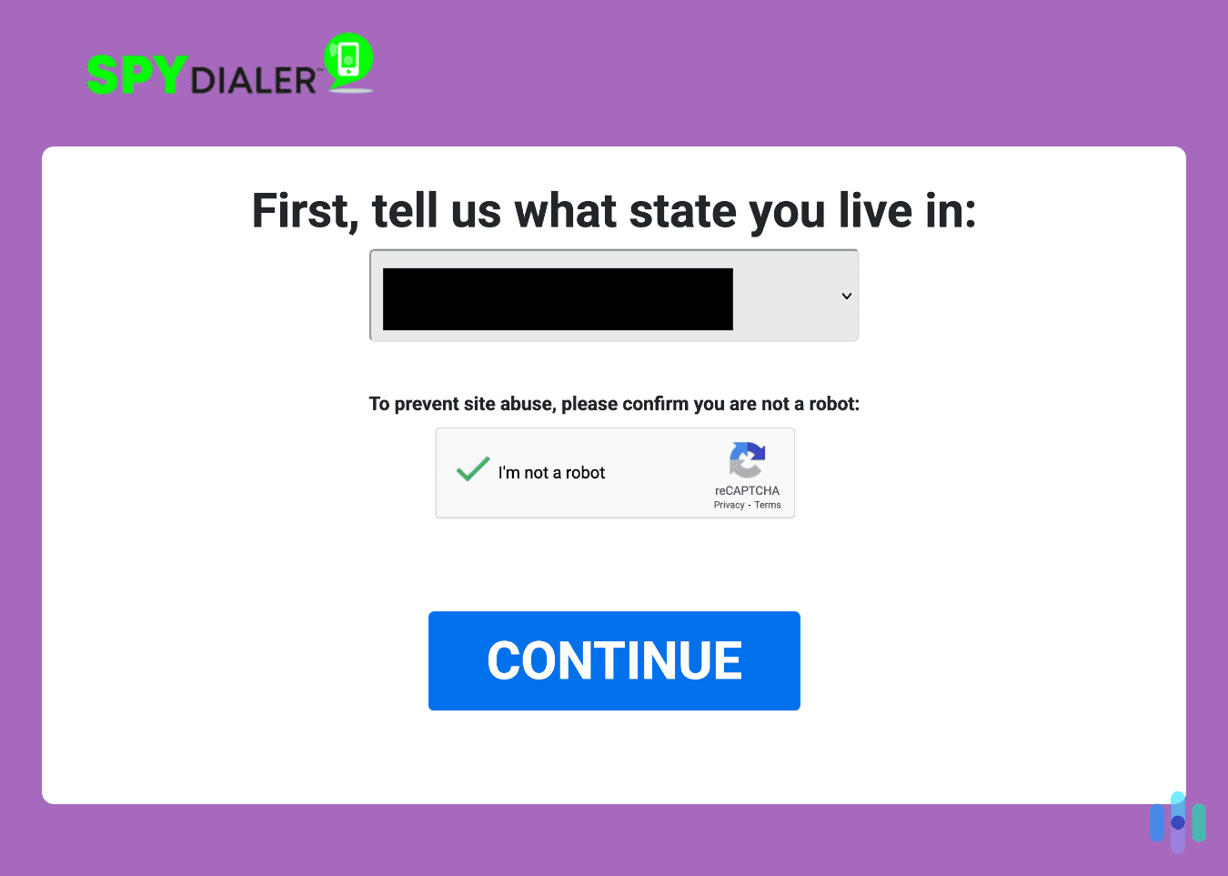 Spy Dialer asking us for some identifying information