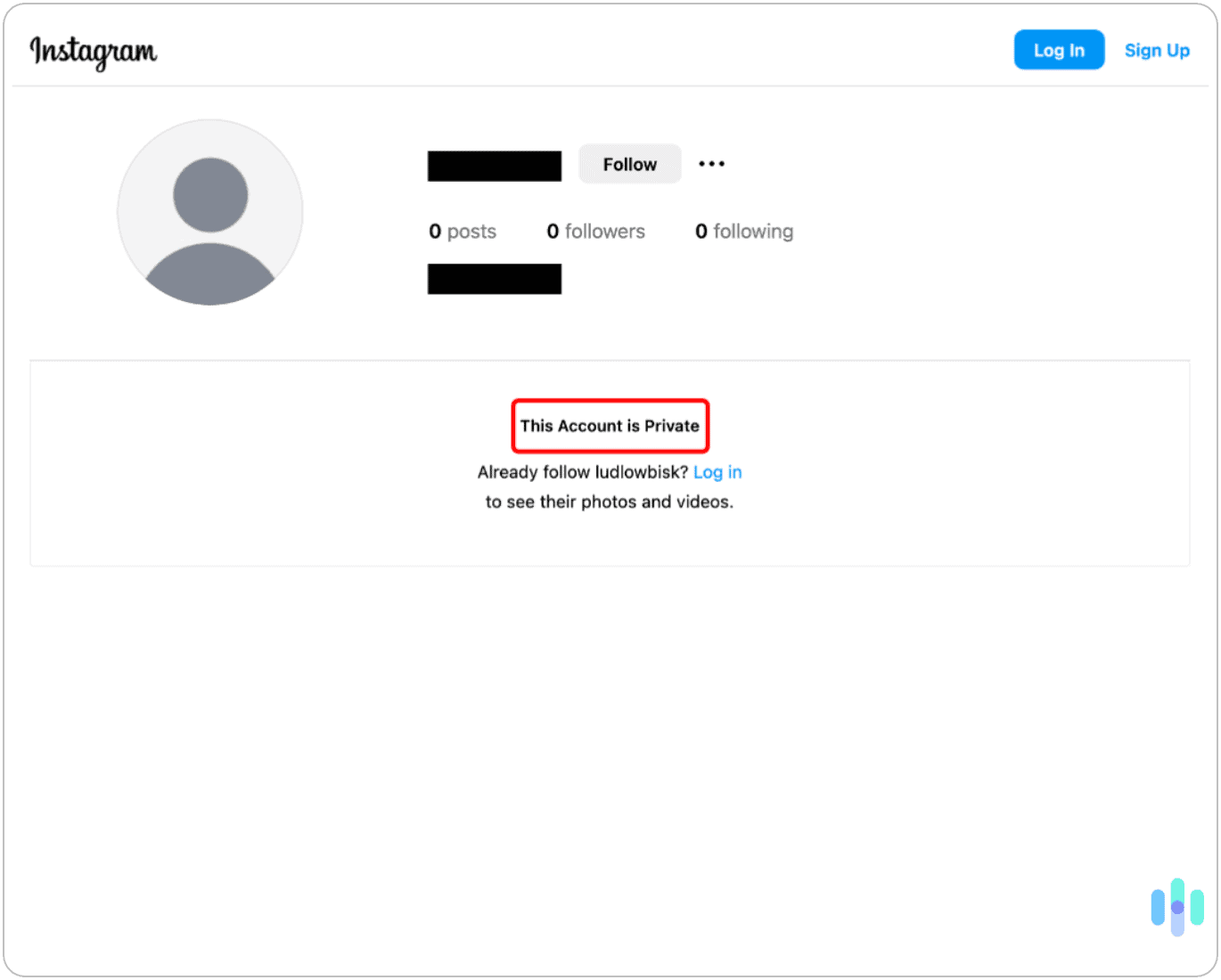 We made sure our IG account was private by logging out and searching for it.