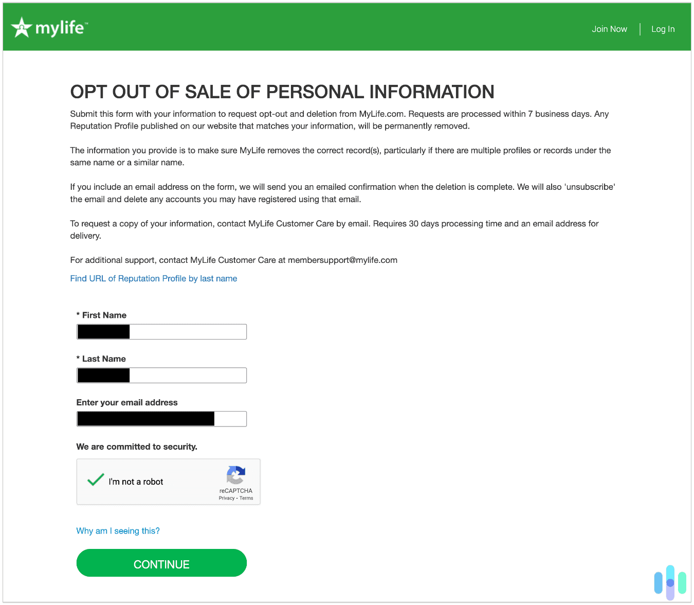 Opting out of MyLife Part 1