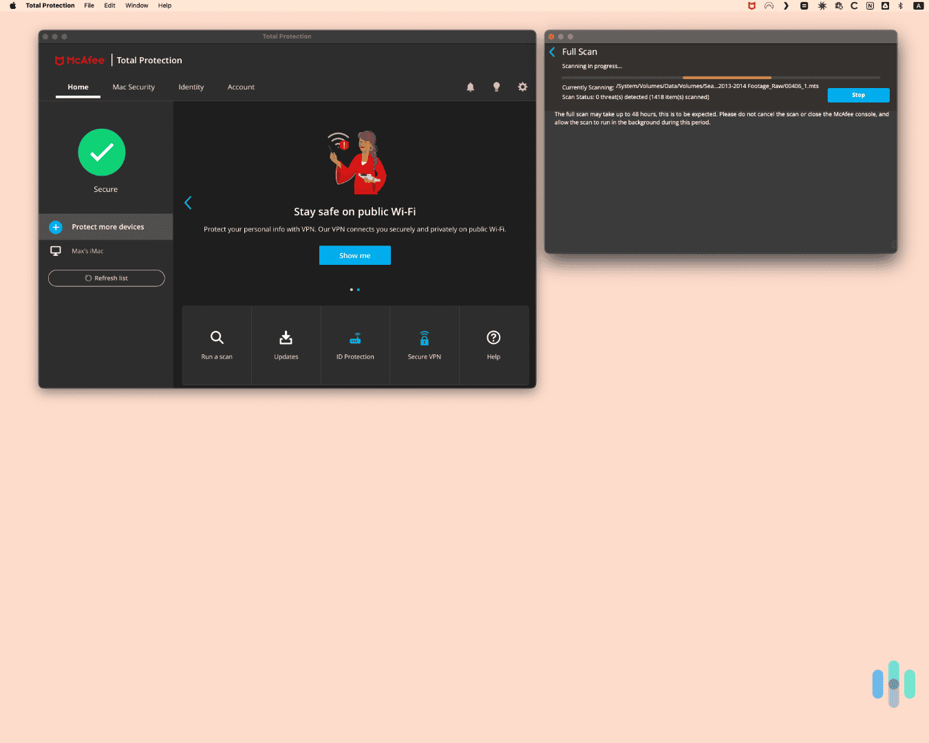 McAfee ran a deep system scan. 