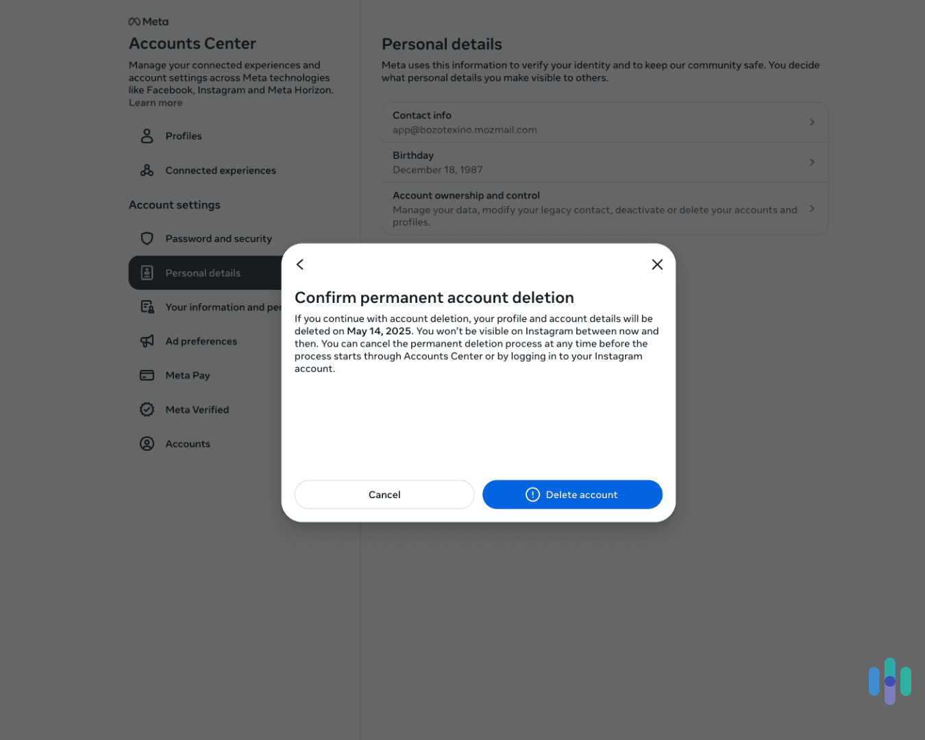 The moment of truth: Deleting our Instagram account. 