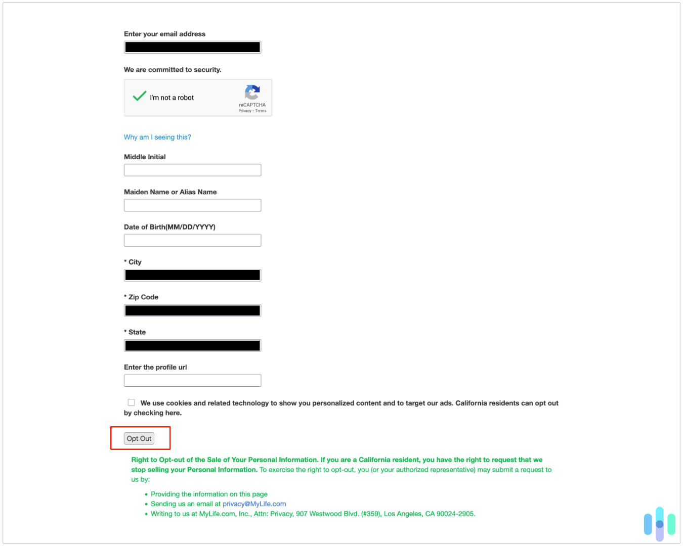 Opting out of MyLife Part 2