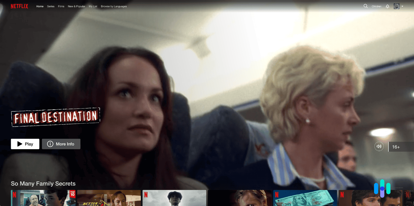 We’re actually streaming German Netflix here with audio (bizarrely) in French.