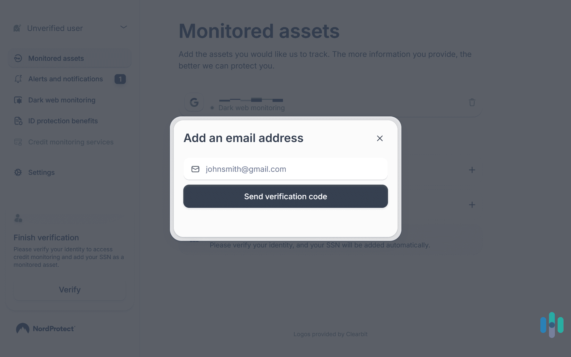 Our NordProtect subscription came with monitoring for up to five email addresses and five phone numbers.