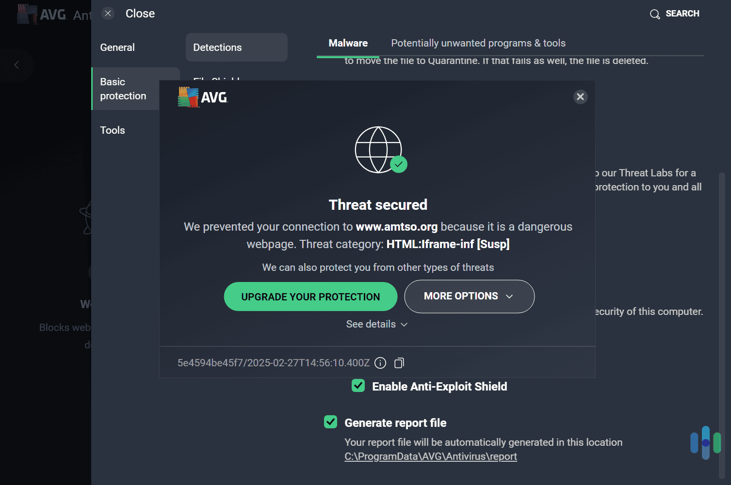 AVG passed all of our malware protection tests, including drive-by malware downloads.