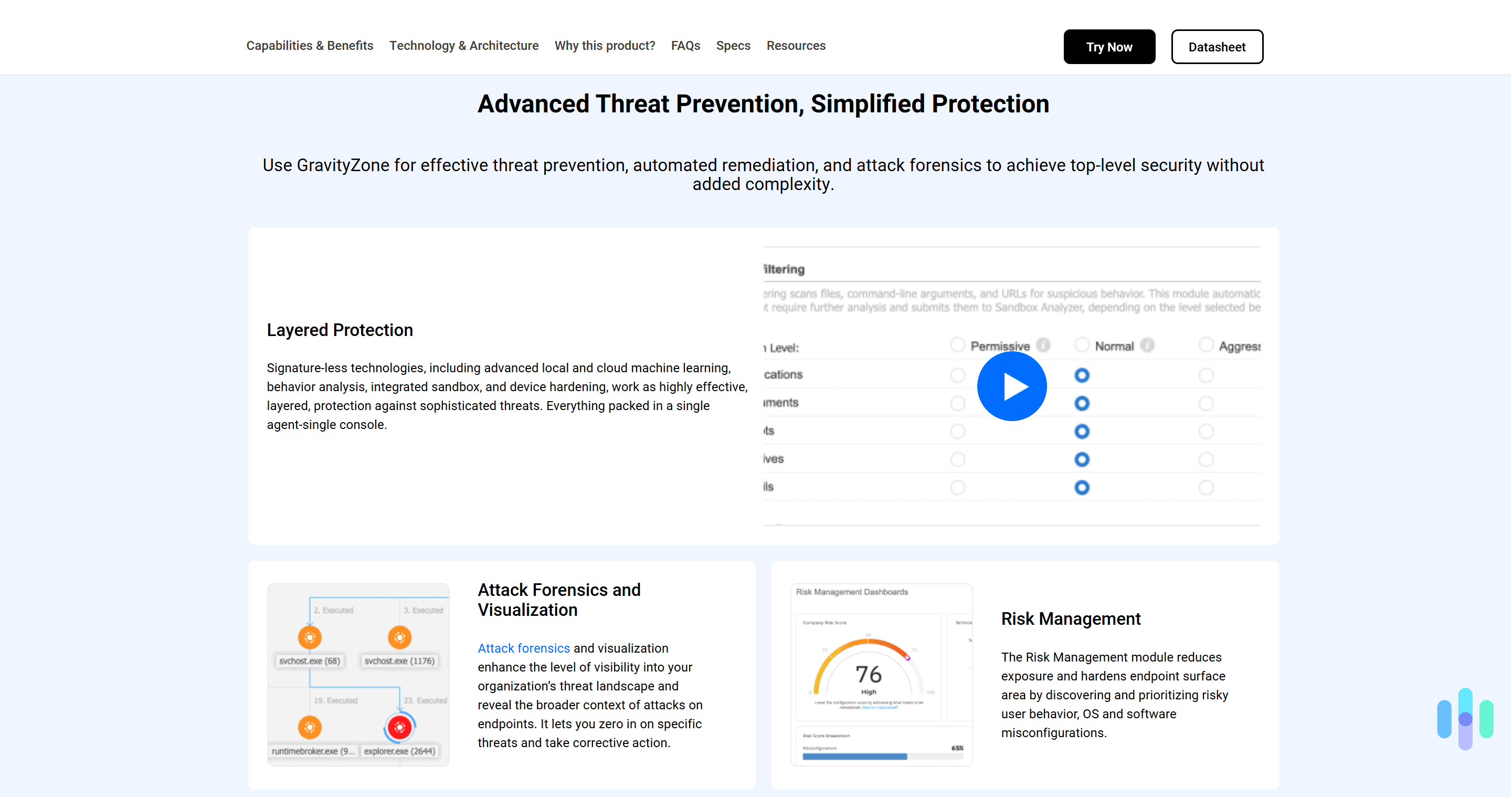 Bitdefender offers excellent protection for businesses via its GravityZone service.