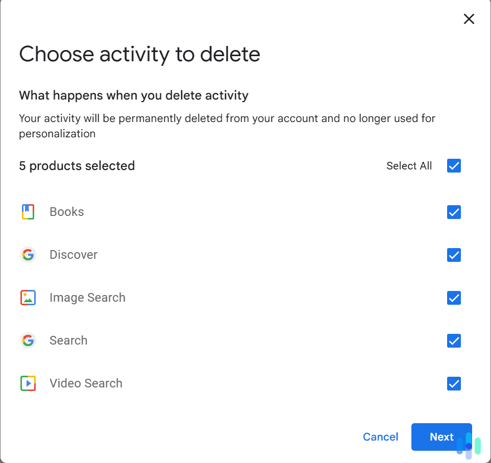 Check that your search history is on the list, and then proceed with the deletion process.