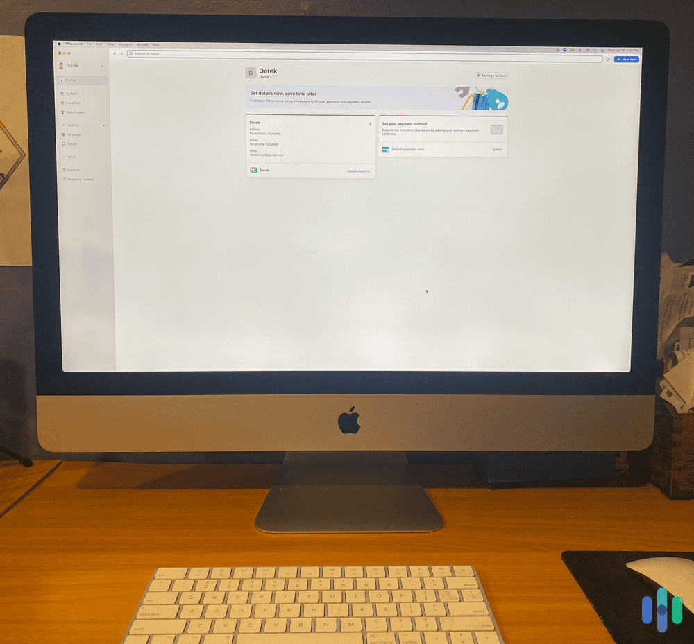 Checking out 1Password’s browser extension on an iMac