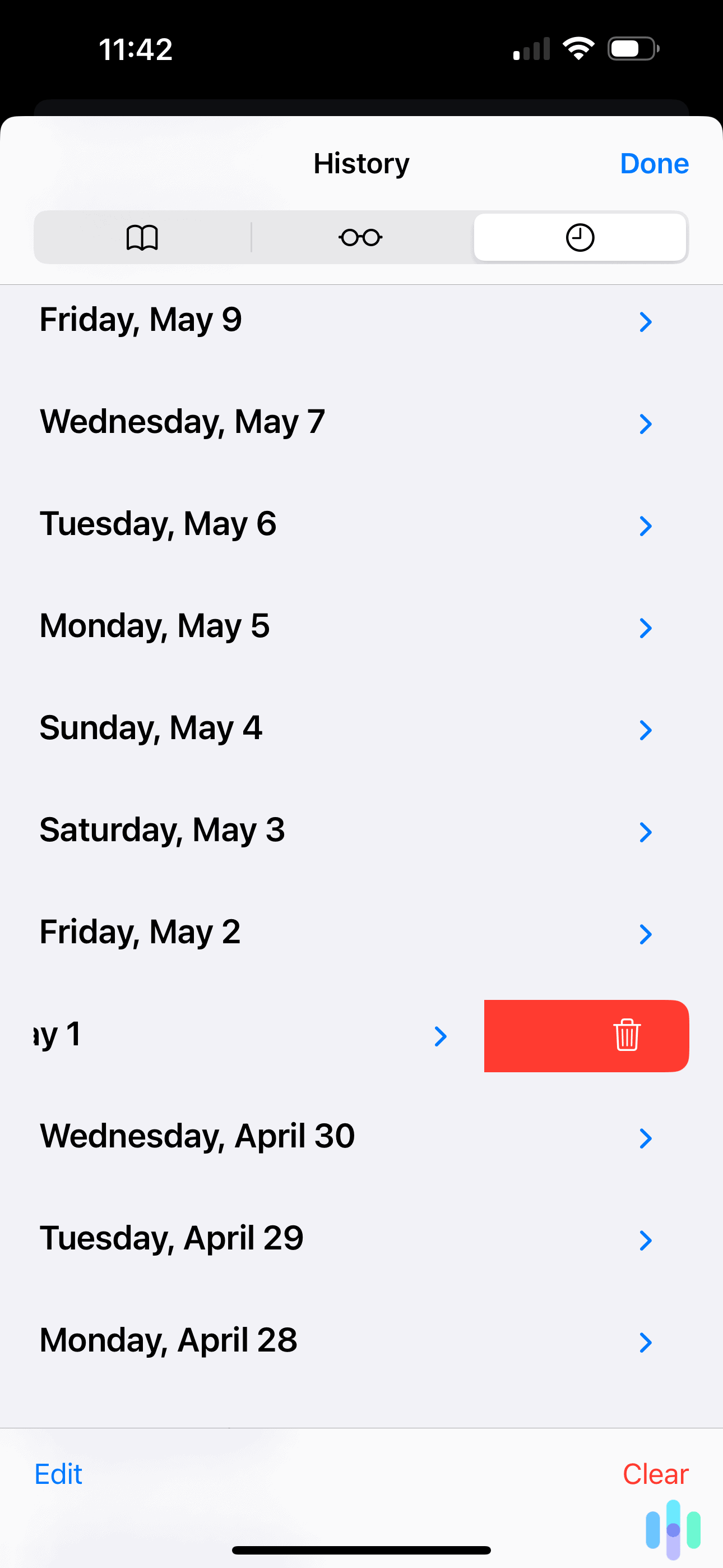Clearing all browsing history from a certain date