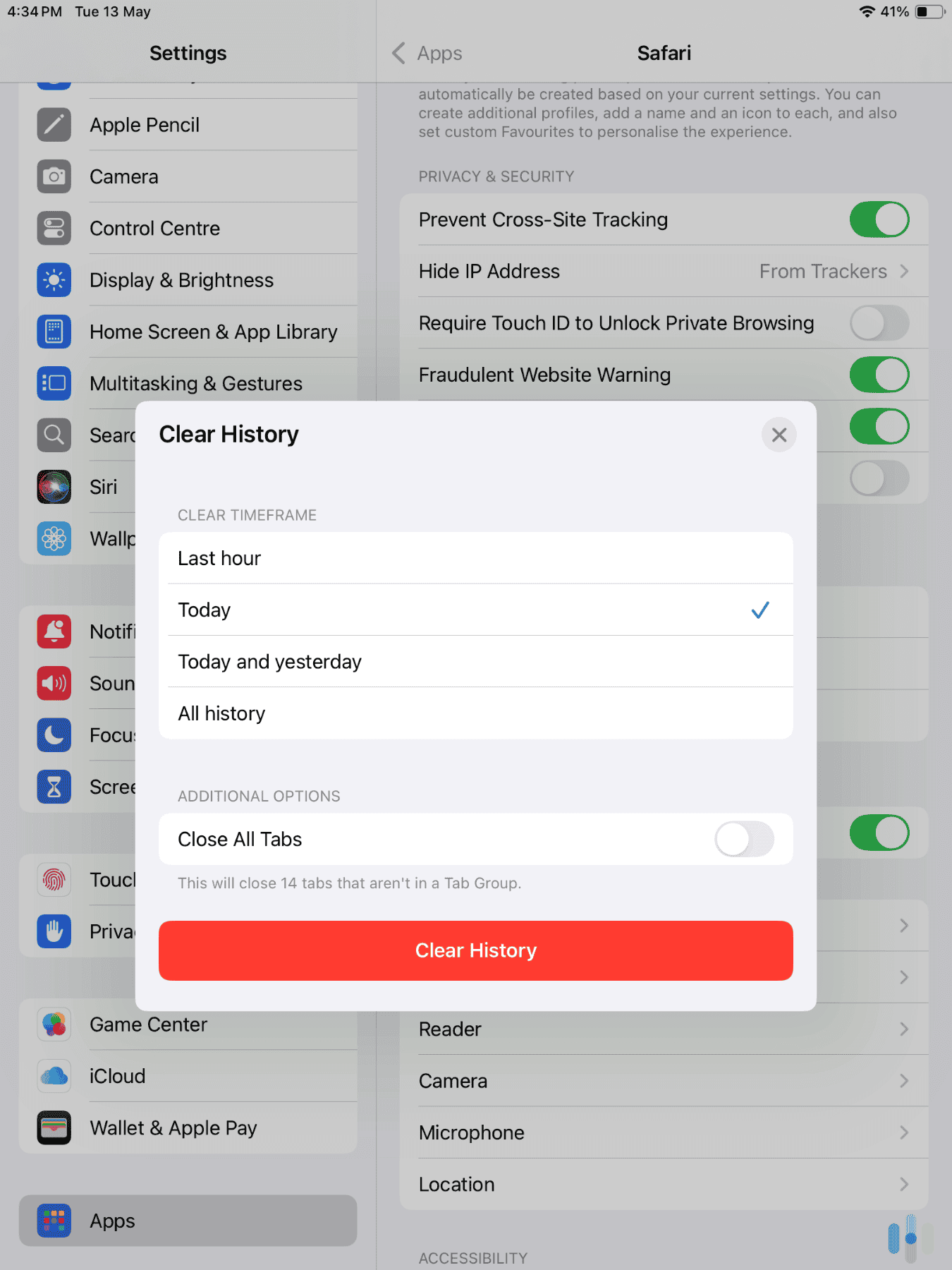 Clearing all out website data from Safari on iOS