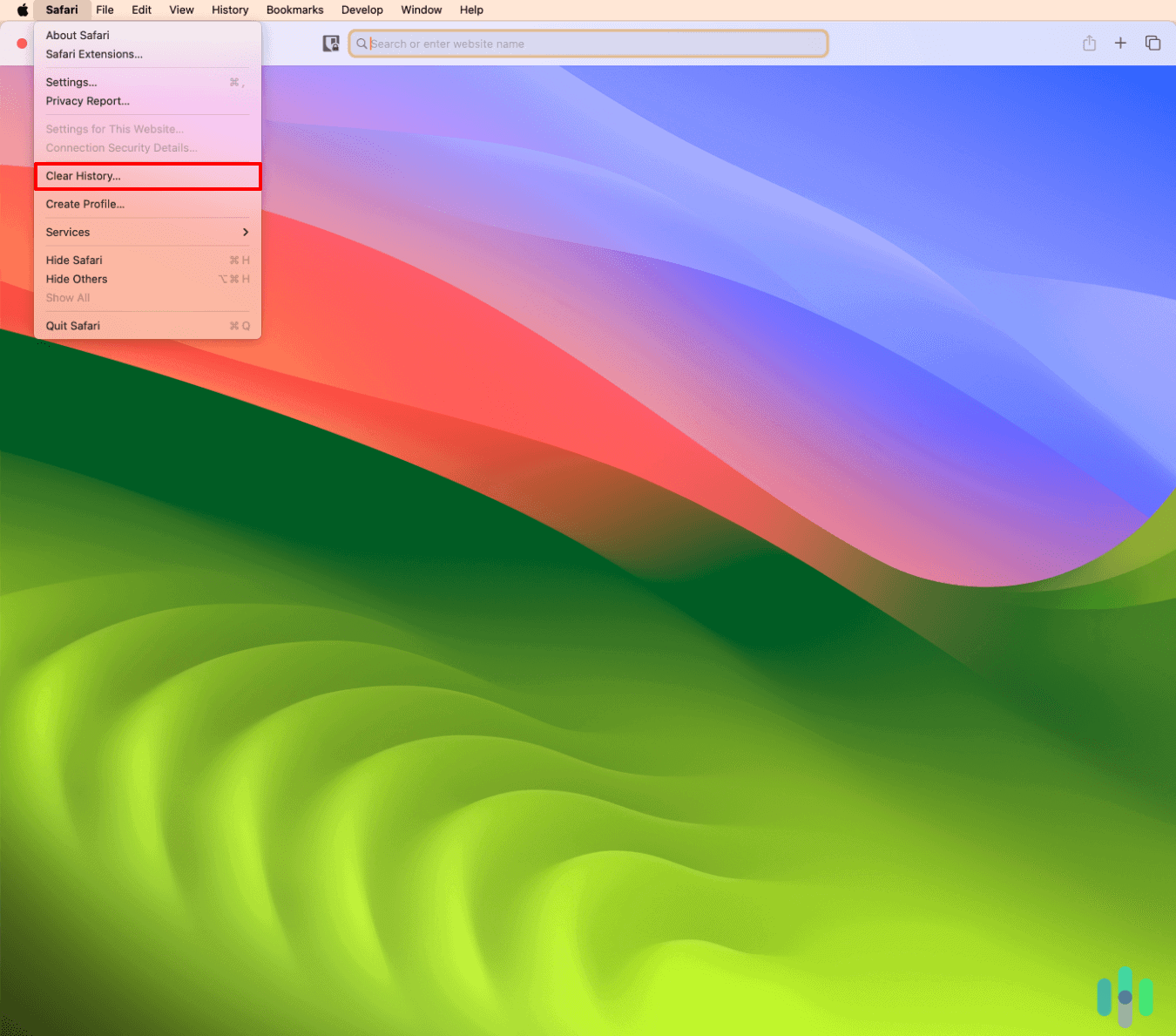 Clearing our Safari search history on our iMac
