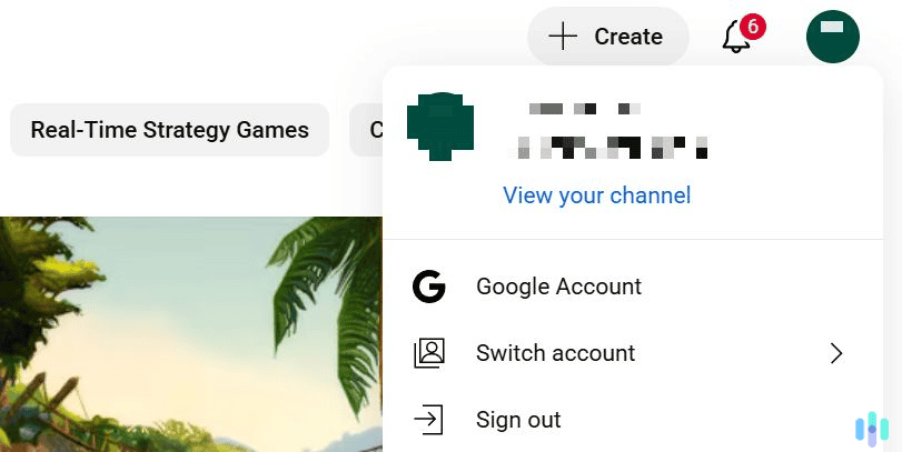 Click the link under your profile name to access your YouTube channel page.