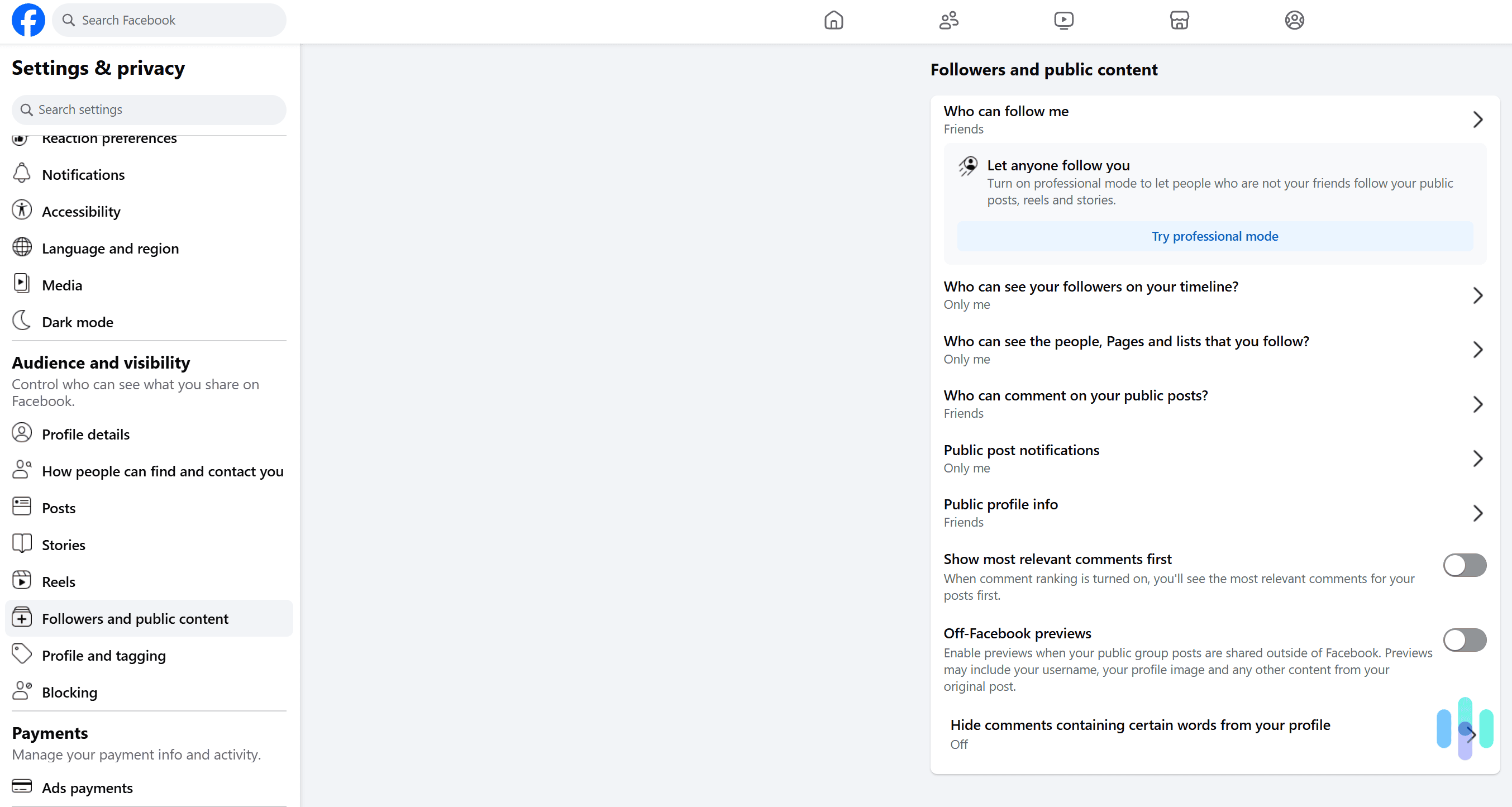 Facebook has some additional settings that you can tweak to improve your privacy.
