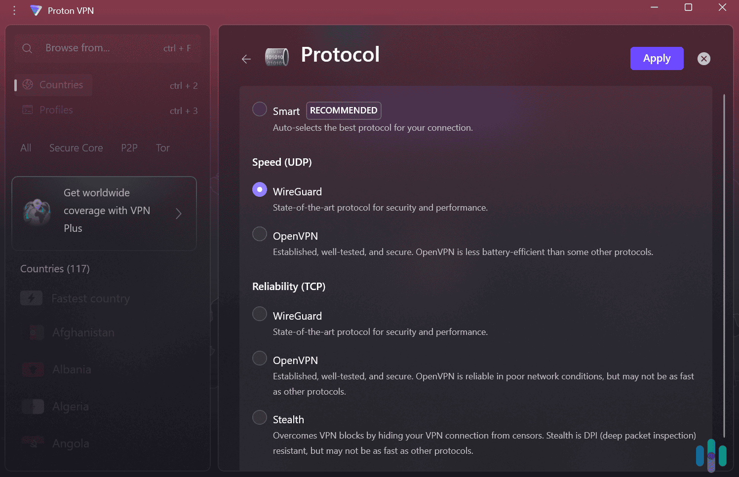 Free users enjoy very fast speeds since they can use the WireGuard protocol.