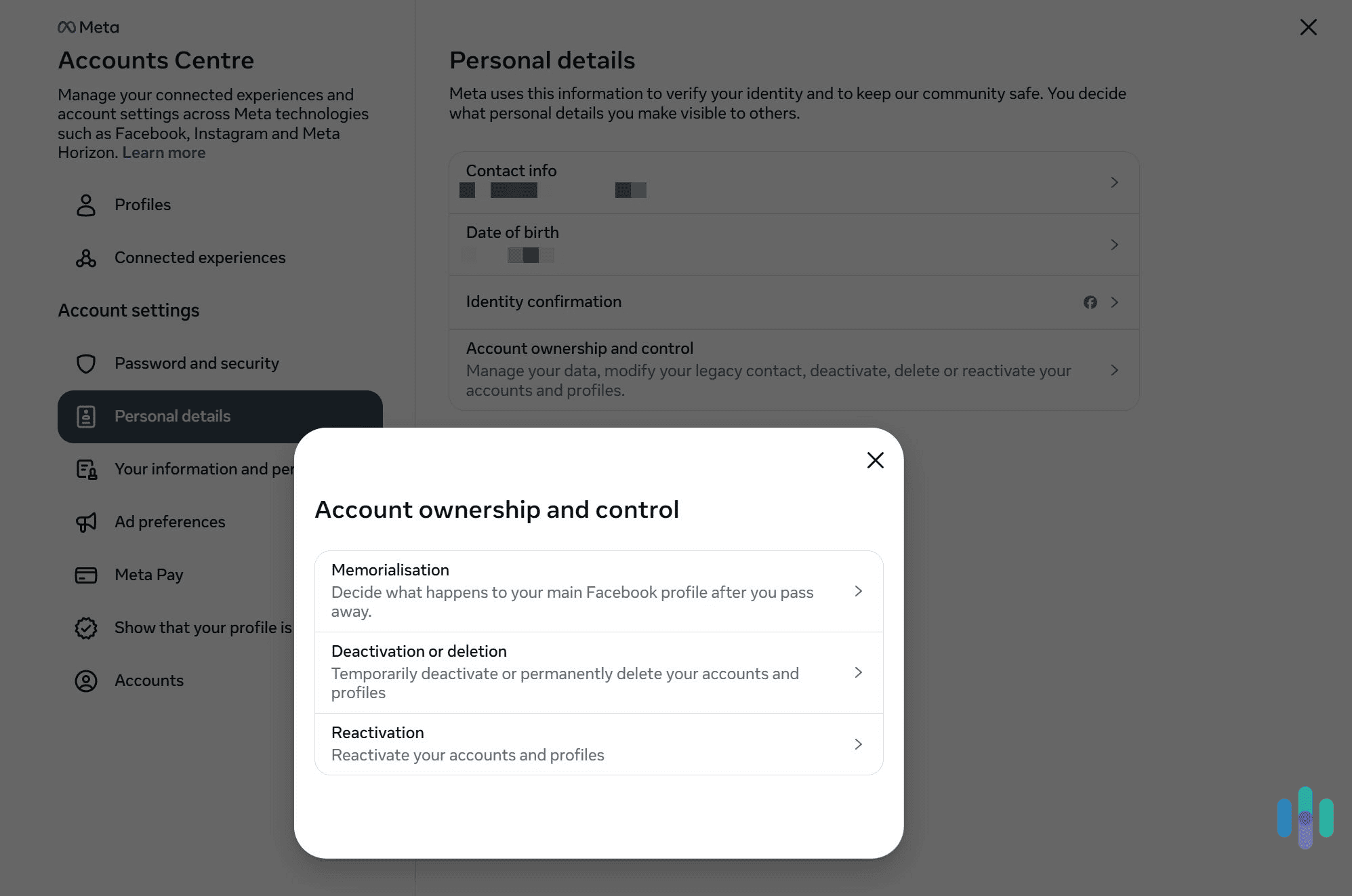 Go to the account ownership settings menu.