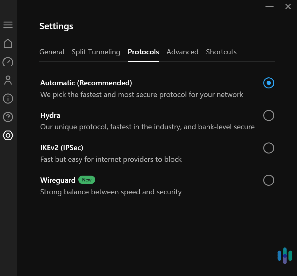 Hotspot Shield provides built-in access to very secure VPN protocols.