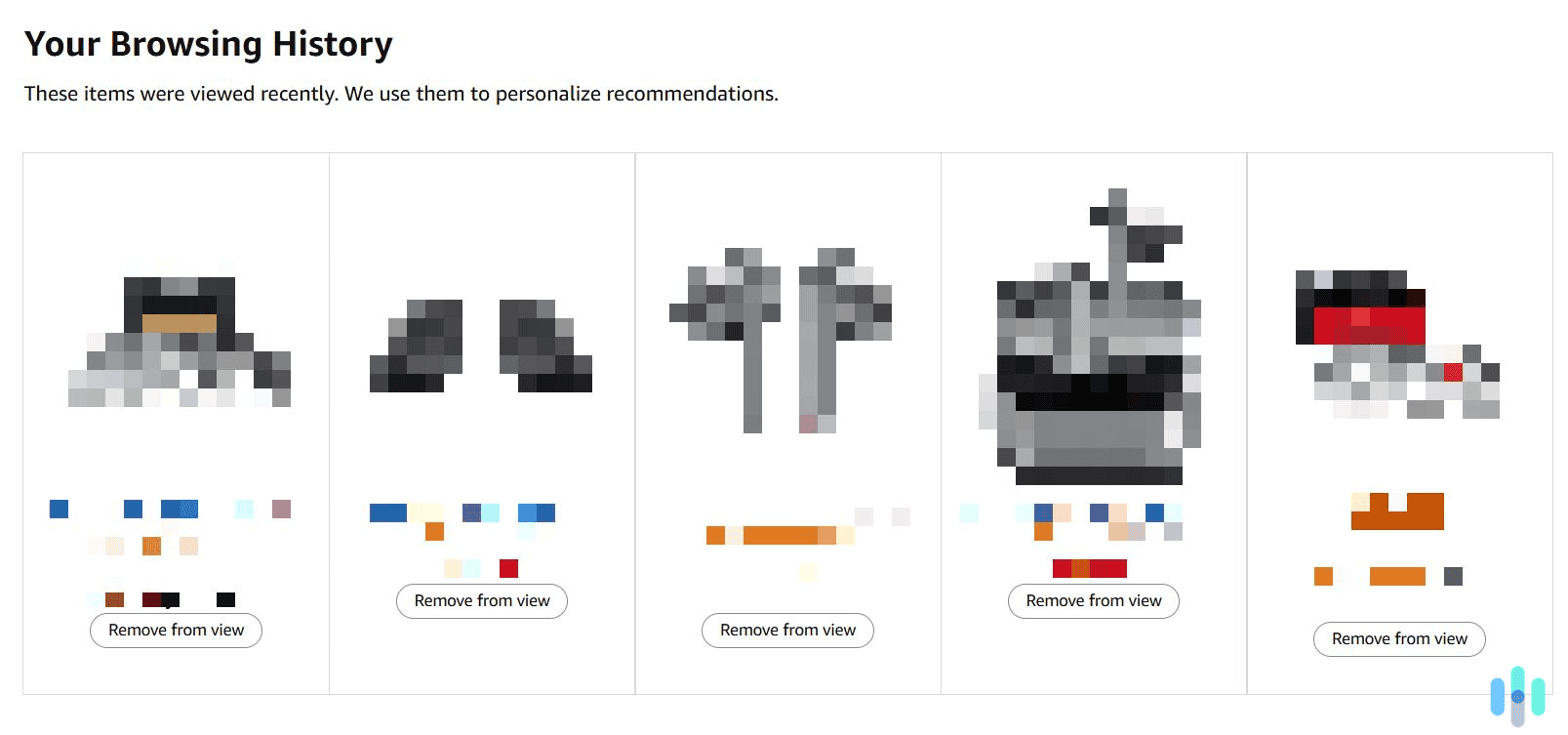 It takes less than one minute to remove entries from your Amazon search history.