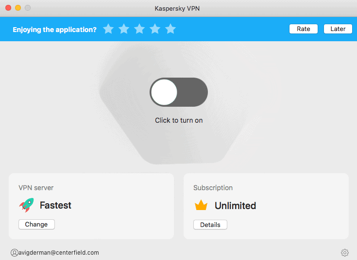 Kaspersky VPN on Mac Screenshot