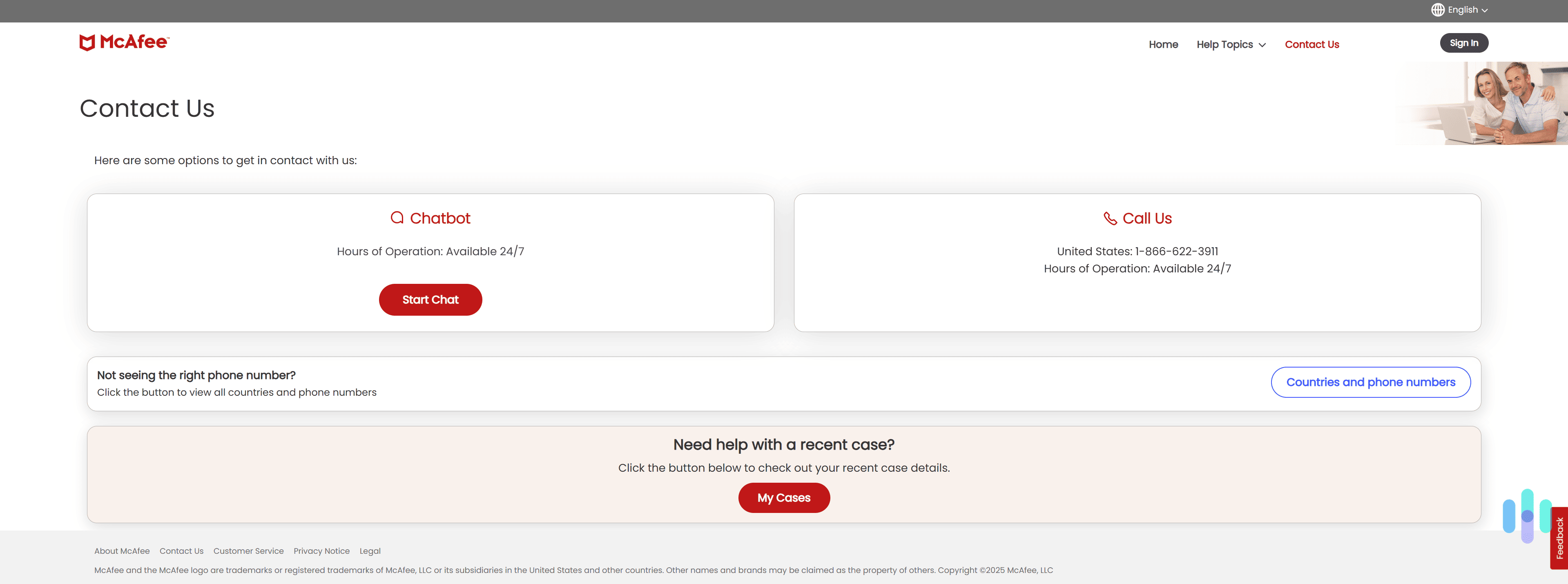 McAfee's support for businesses isn't very in-depth, but at least there's round-the-clock live chat and phone support.