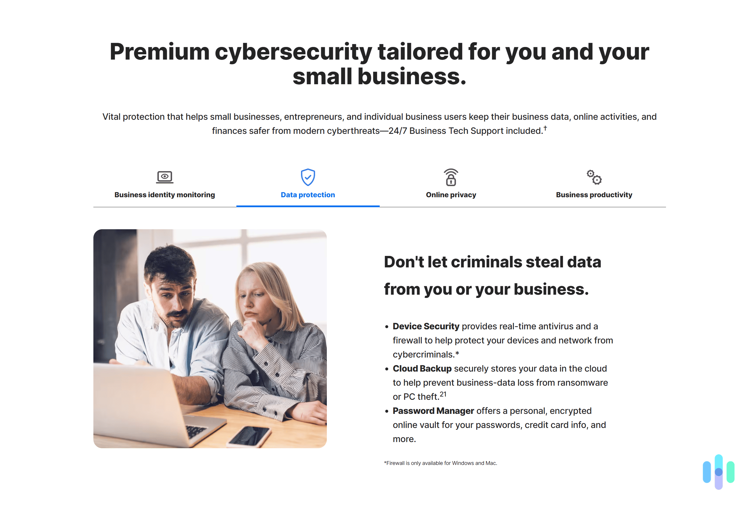 Norton provides excellent antivirus protection that's specifically tailored for small businesses.