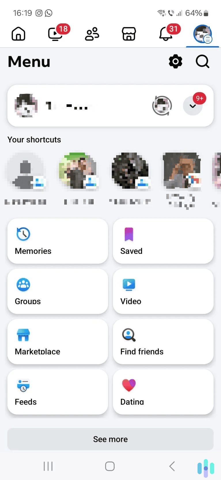 Open Facebook’s main menu, then access your profile. 