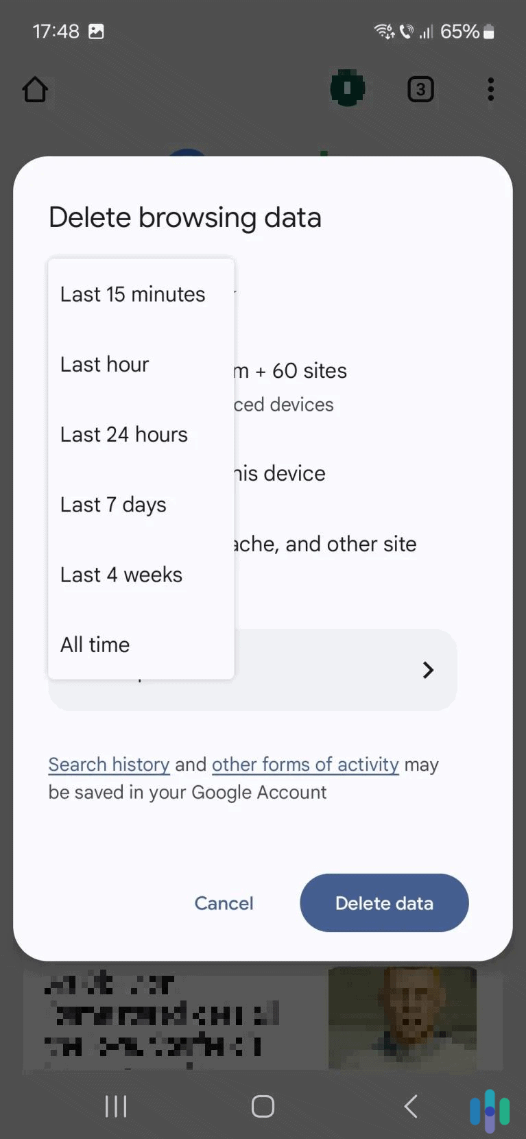 Pick your desired time range from the dropdown menu.