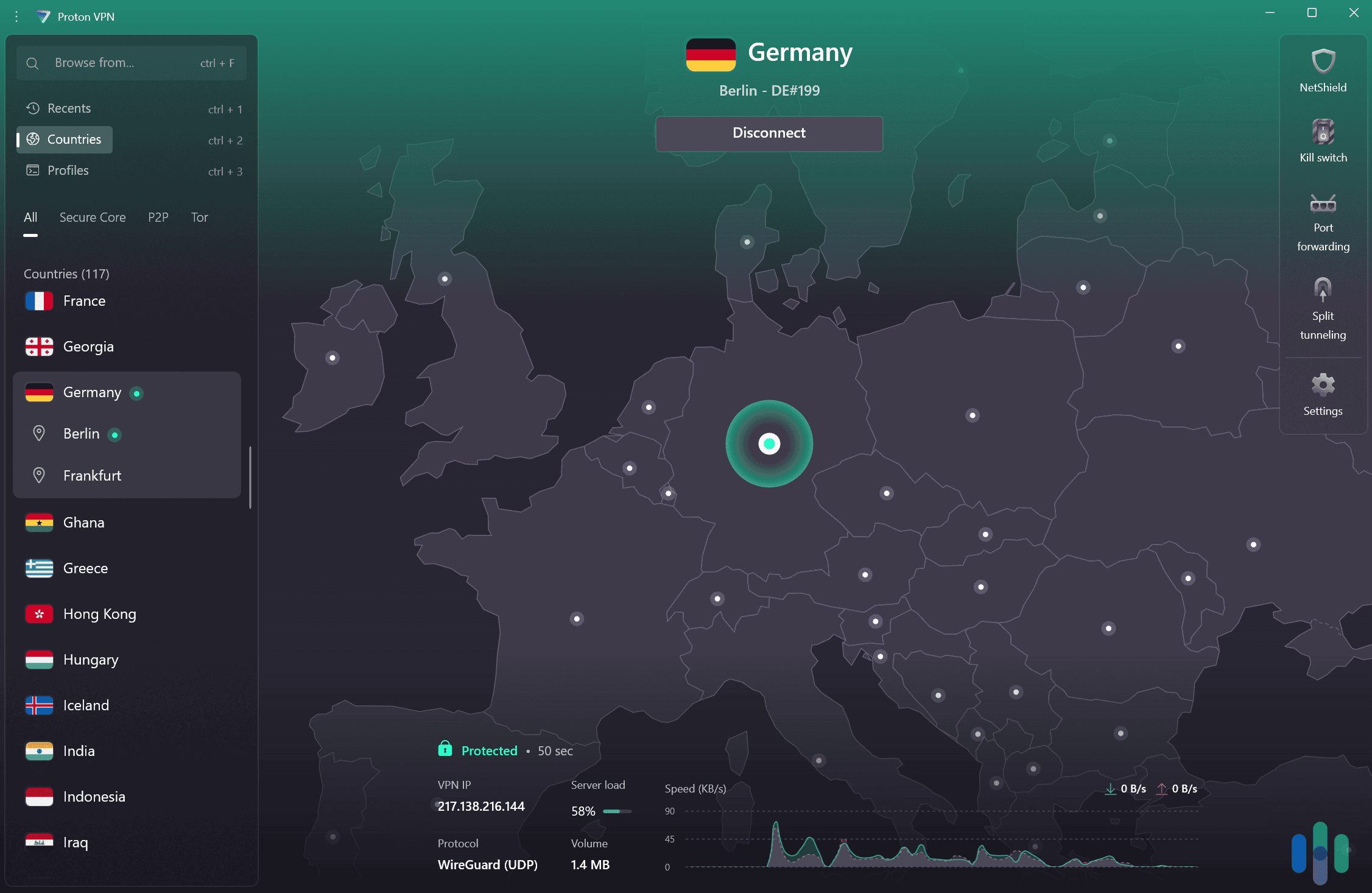 Proton VPN has two server locations in Germany.