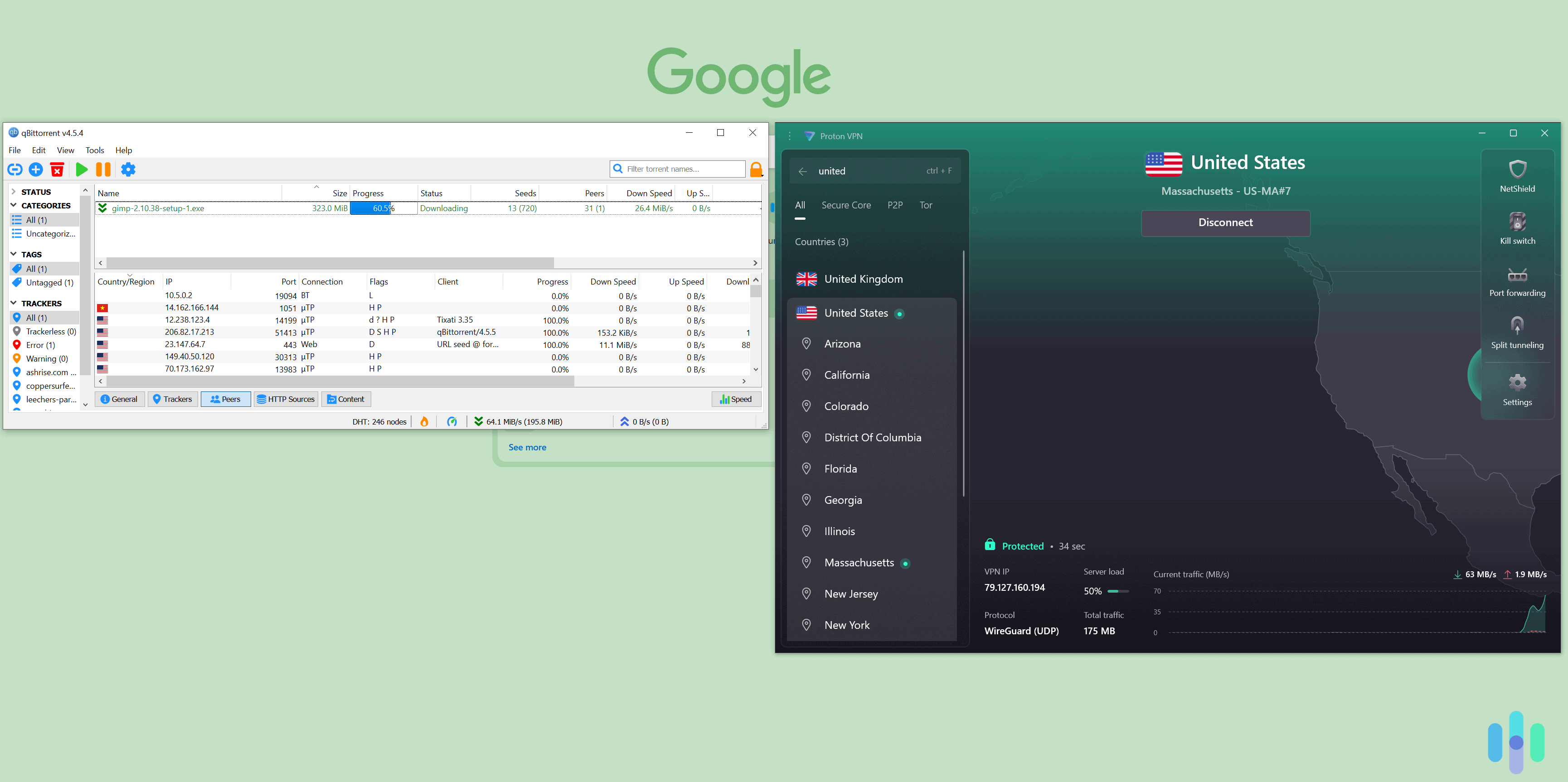 Proton VPN offers excellent torrenting support.