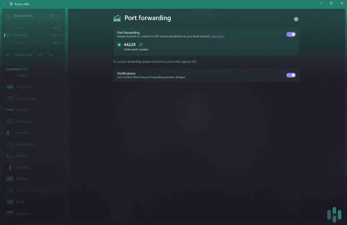 Proton VPN's Linux app has built-in support for port forwarding to improve P2P speeds.
