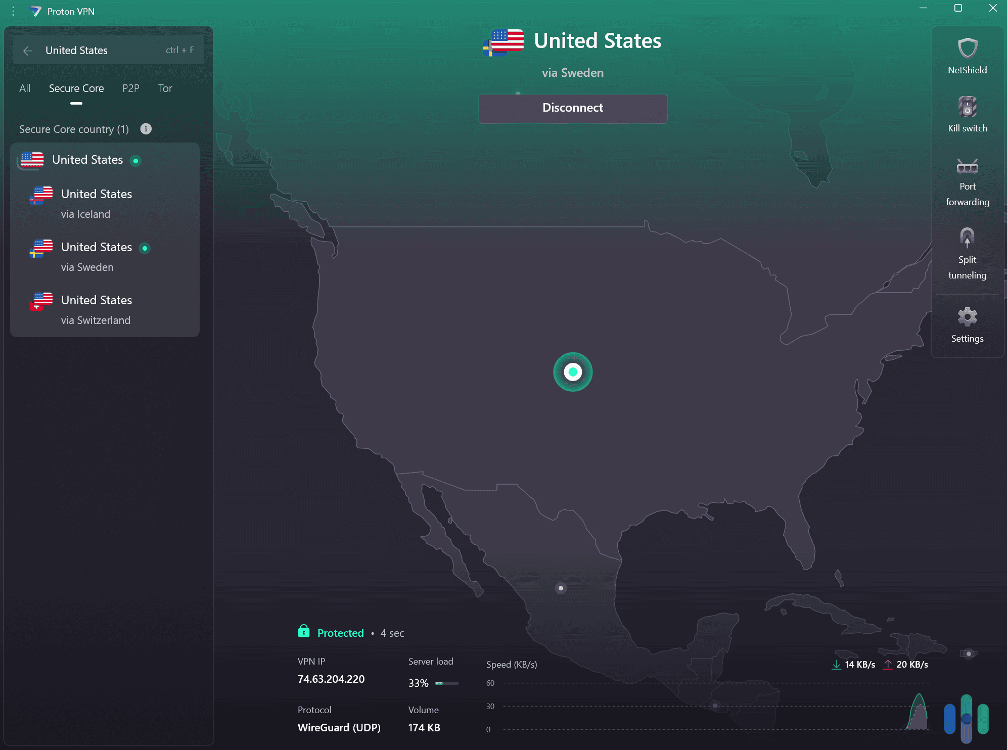 Proton VPN's Windows app provides enhanced privacy via Secure Core servers.