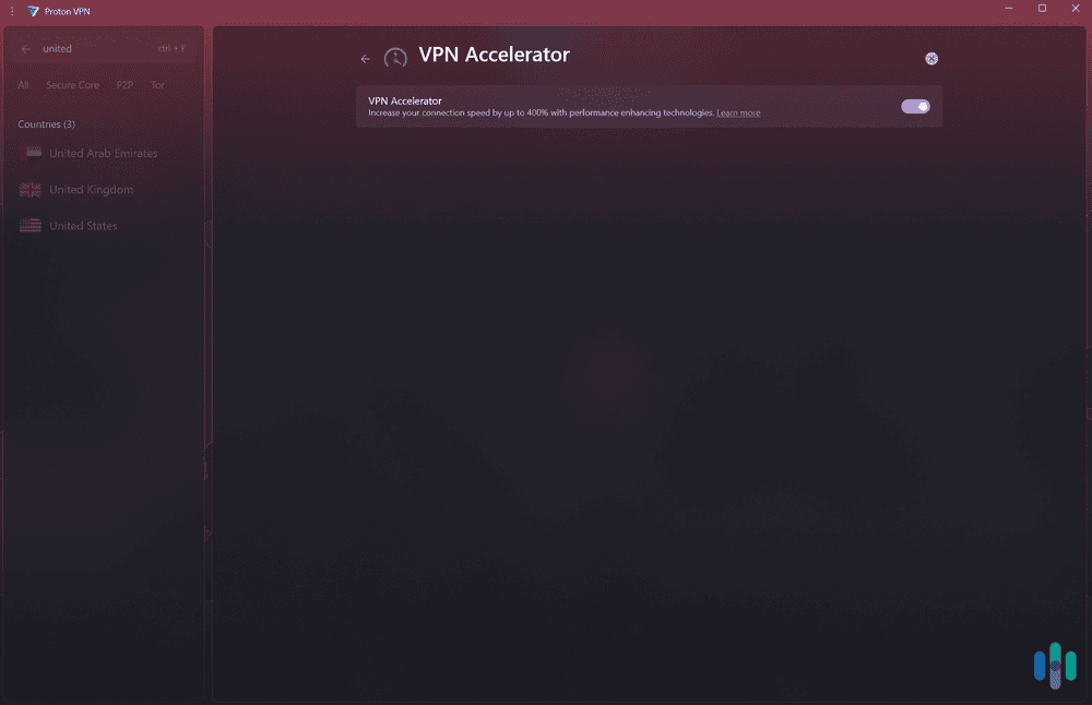 Keep the VPN Accelerator feature turned on, as it significantly increases performance.