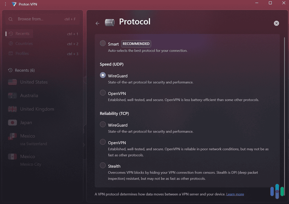 Proton VPN's apps and router setups support WireGuard, which is very fast.