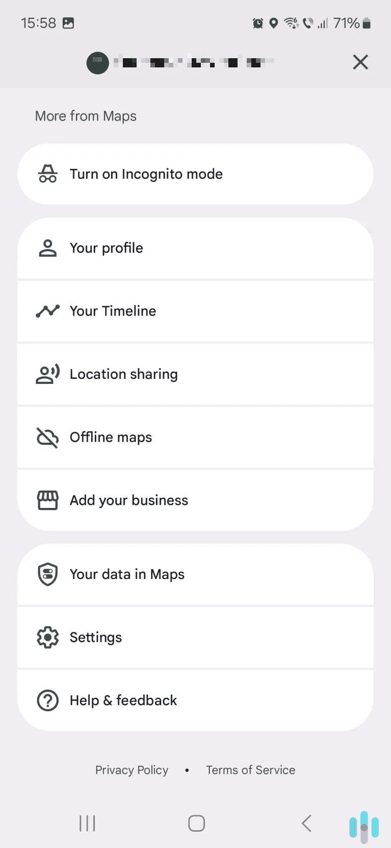 Scroll down and select the option about your Maps data.