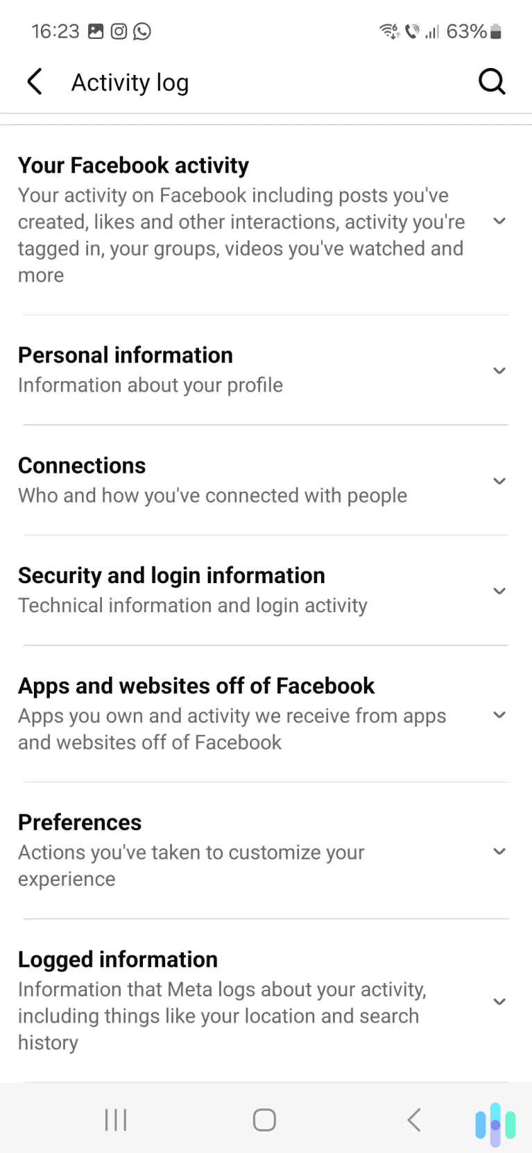 Scroll to the bottom and tap the Logged information option.