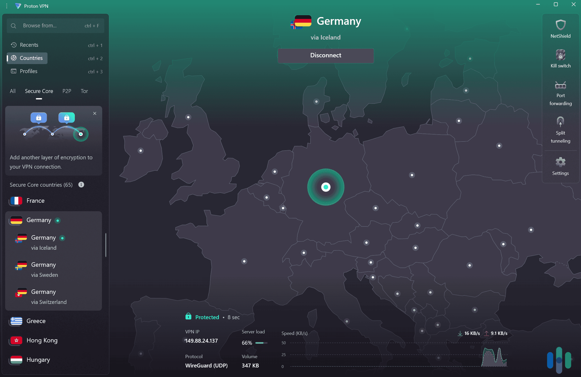 Secure Core servers provide enhanced privacy.
